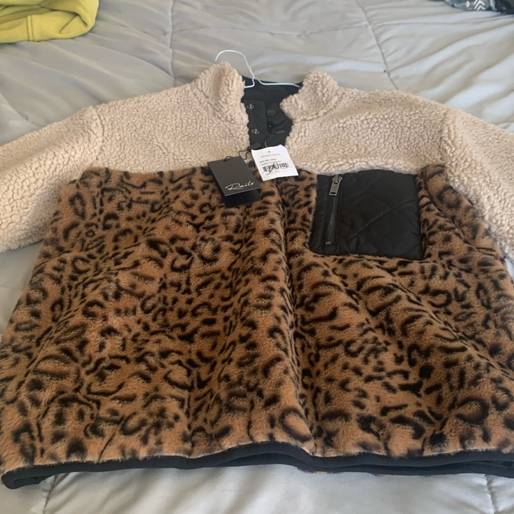Rail Cream leopard mix Sherpa and Faux fur jacket
